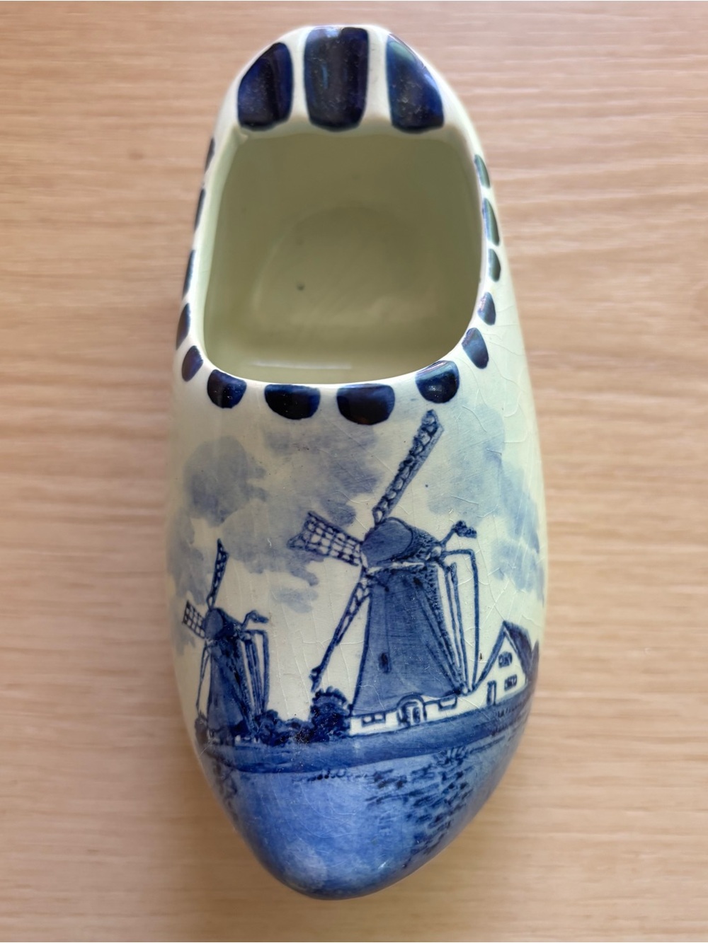 Delft Blauw Hand-Painted Ceramic Clog - Blue on White
